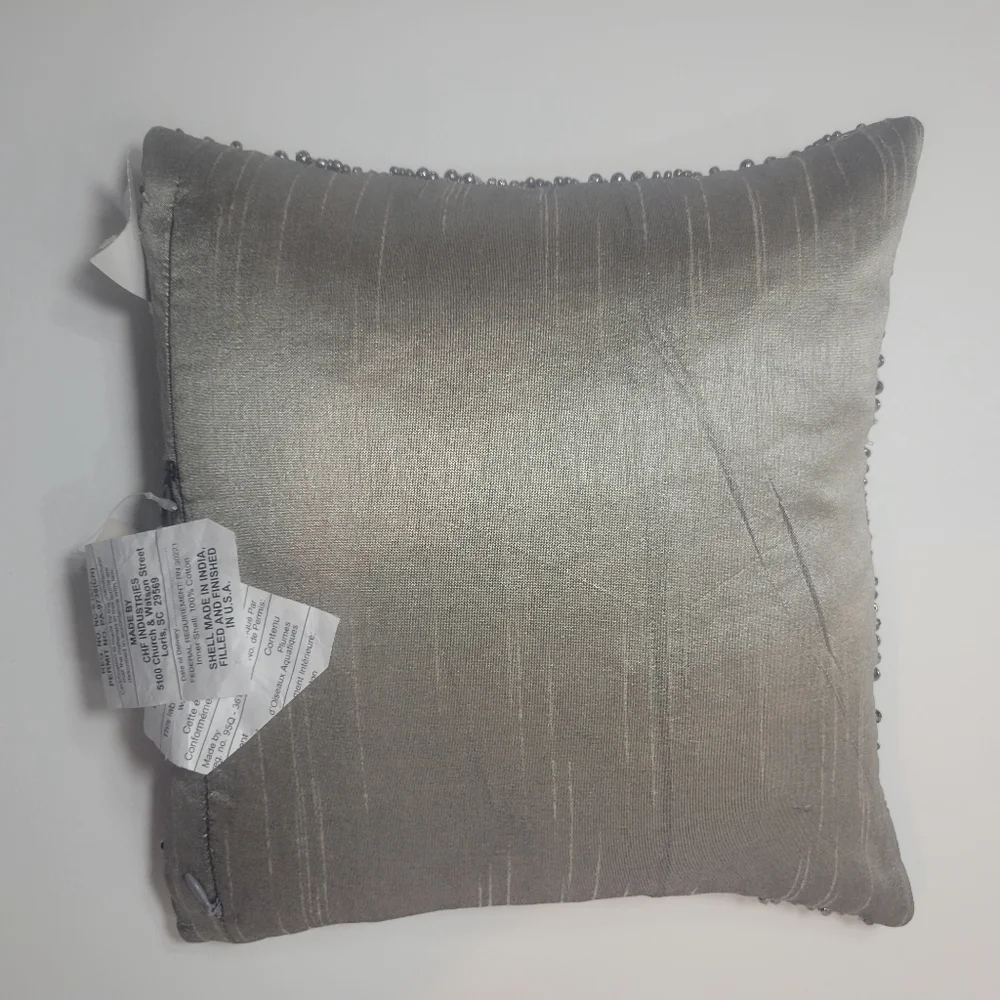 New Rare Donna Karan Metallic Beaded Accent Pillow Hard To Find